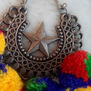 Boho Pompom earrings..Handmade